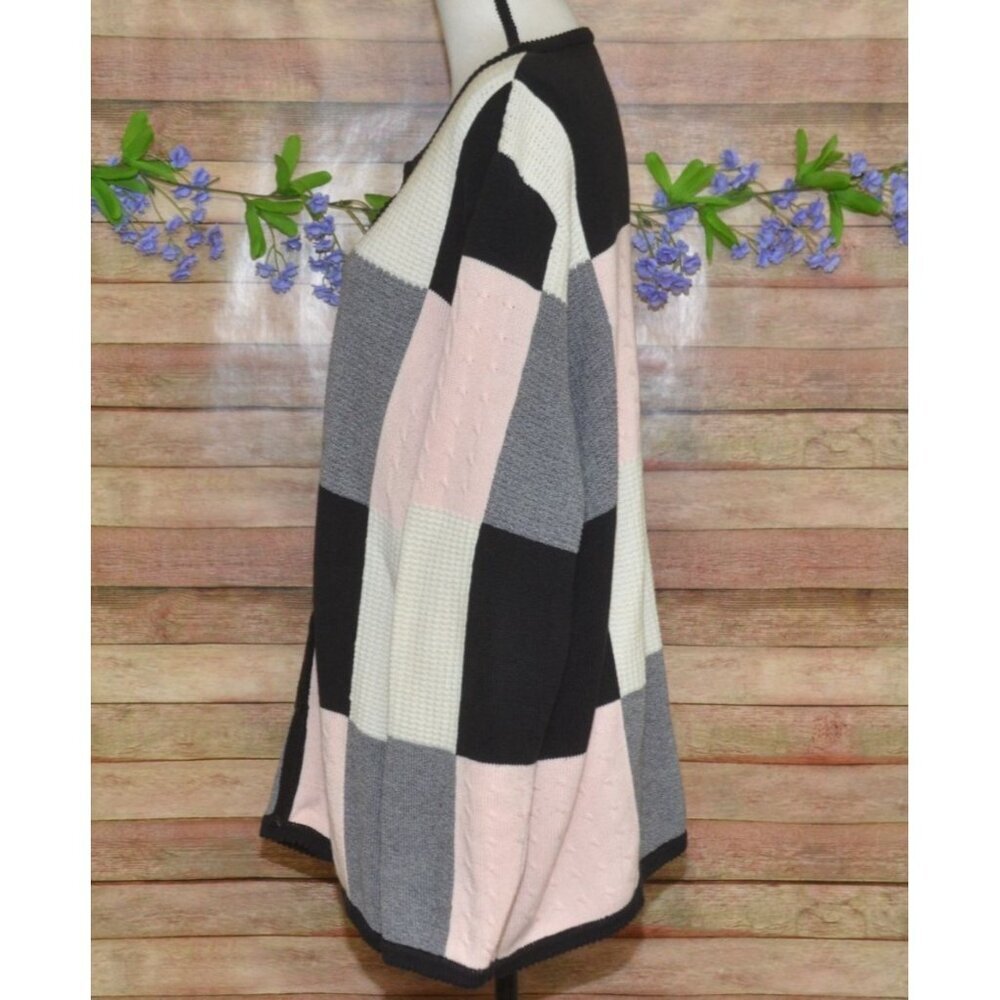 Allison Daley Adorable Colorblock Cardigan Sweater Size 3X Mixed Knit Casual - Picture 4 of 9